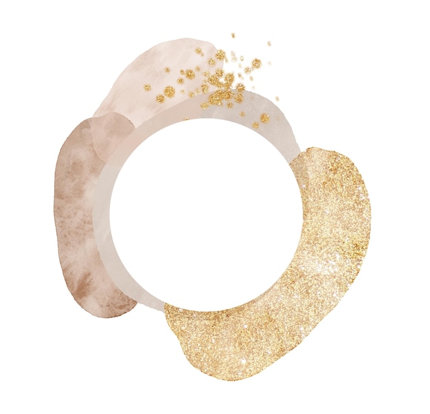 Abstract frame in natural colours with gold Biege abstract round border