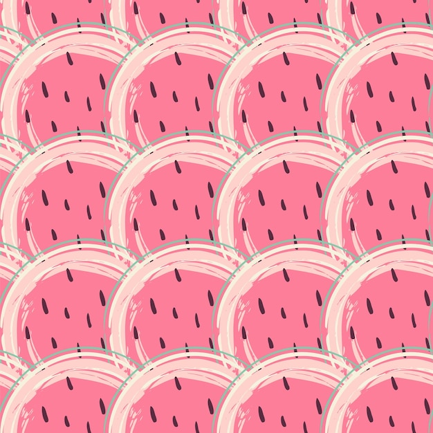 Abstract fruit seamless pattern Creative colorful background watermelon Hand drawn doodle shapes