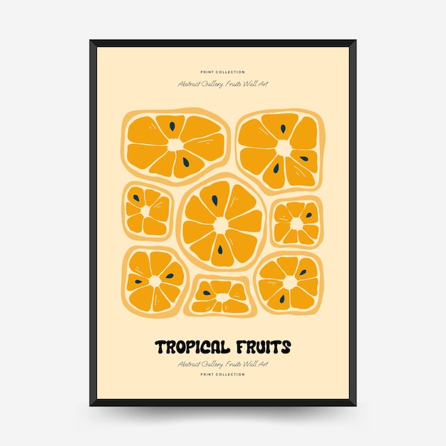 Abstract fruits posters template Modern trendy Matisse minimal style Exotic Healthy Food