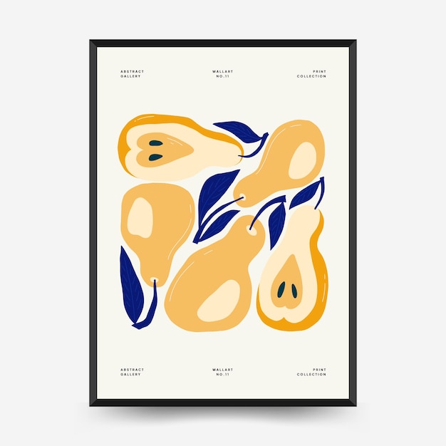 Abstract fruits posters template Modern trendy Matisse minimal style Exotic Healthy Food