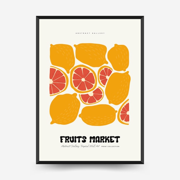 Abstract fruits posters template Modern trendy Matisse minimal style Exotic Healthy Food