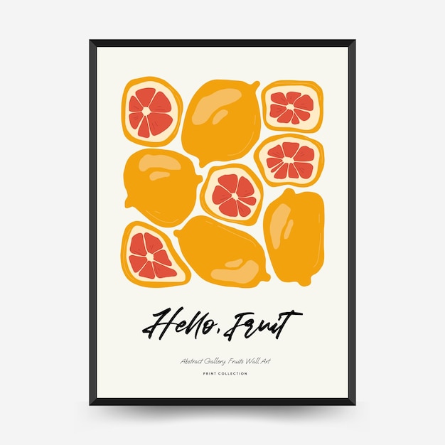 Abstract fruits posters template Modern trendy Matisse minimal style Exotic Healthy Food