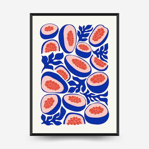 Abstract fruits posters template Modern trendy Matisse minimal style Exotic Healthy Food