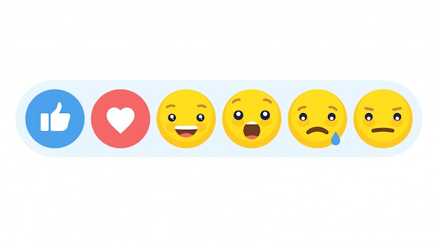 Abstract funny flat style emoji emoticon reactions color icon set.