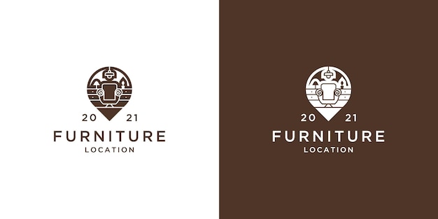 Abstract furniture logo with pin map design