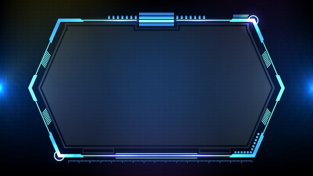 Vector abstract futuristic background. blue glowing technology sci fi frame hud ui