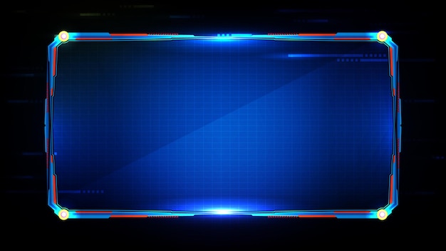 Abstract futuristic background of blue glowing technology sci fi frame hud ui