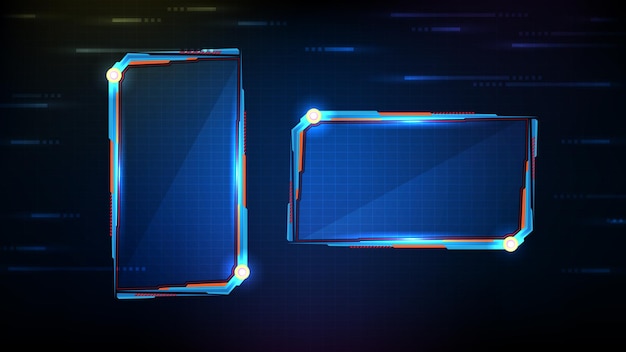 Abstract futuristic background of blue glowing technology sci fi frame hud ui