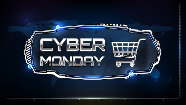 Abstract futuristic background of cyber monday sign text with sci fi hud element uicircuit