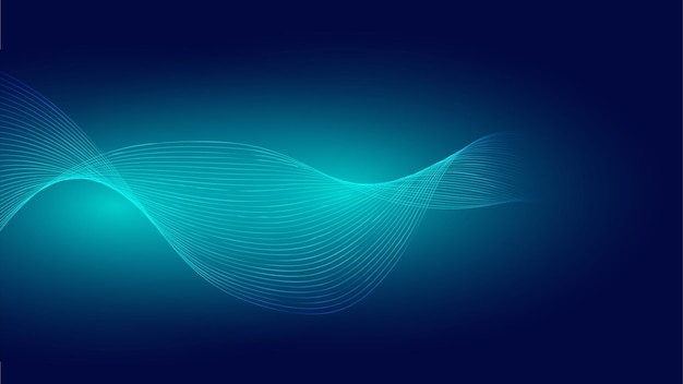 Vector abstract futuristic blue background technology glowing digital wave and internet connection