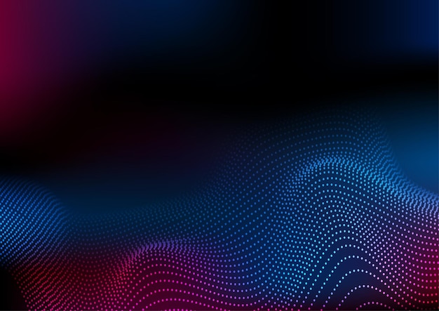 Abstract futuristic blue purple wavy dotted lines background