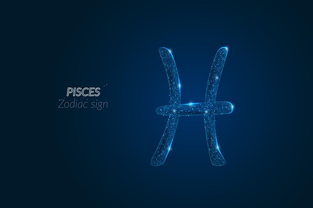 Abstract futuristic image of pisces zodiac sign Astrological horoscope characteristic Polygonal vector illustration looks like stars in the blask night sky in spase Digital low poly design