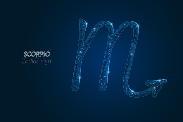 Abstract futuristic image of scorpio zodiac sign Astrological horoscope characteristic Polygonal vector illustration looks like stars in the blask night sky in spase Digital low poly design