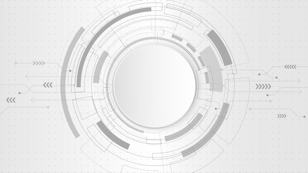 Abstract futuristic technology white background template with circle line and copyspace, Vector illustration