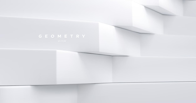 Abstract geometric background with white architectural shapes