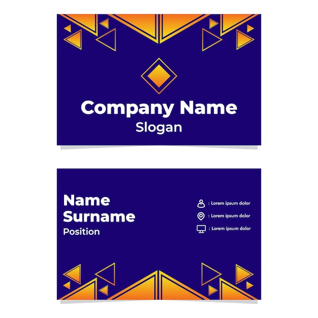 abstract geometric blue orange gradient business card template design