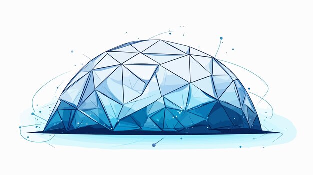 Vector abstract geometric blue polygonal structure with lines mesh