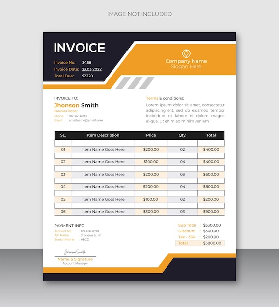 Abstract geometric business Invoice design template