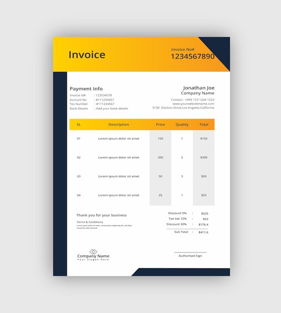 Abstract geometric business invoice template design