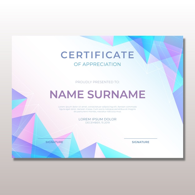 Abstract geometric certificate template