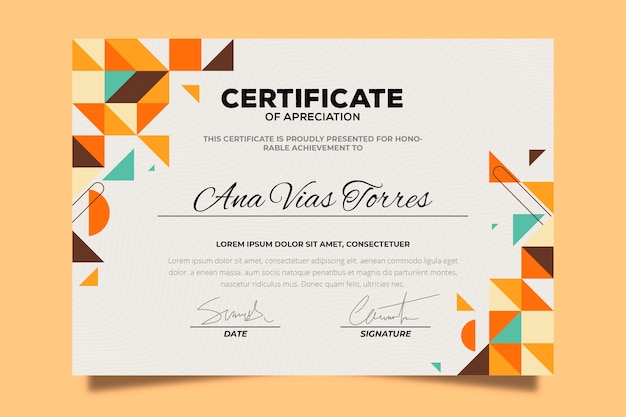 Abstract geometric certificate template