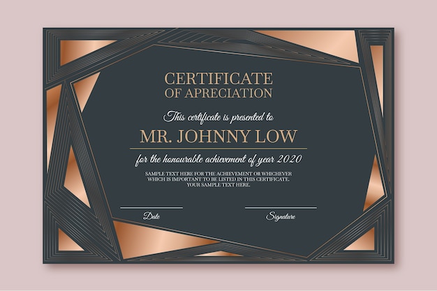 Abstract geometric certificate template