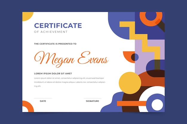 Abstract geometric certificate template