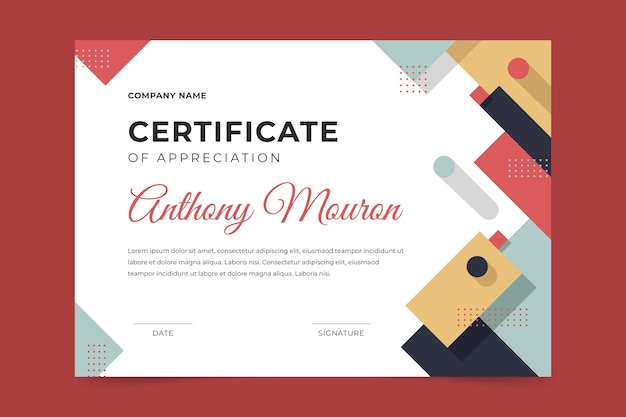 Abstract geometric certificate template