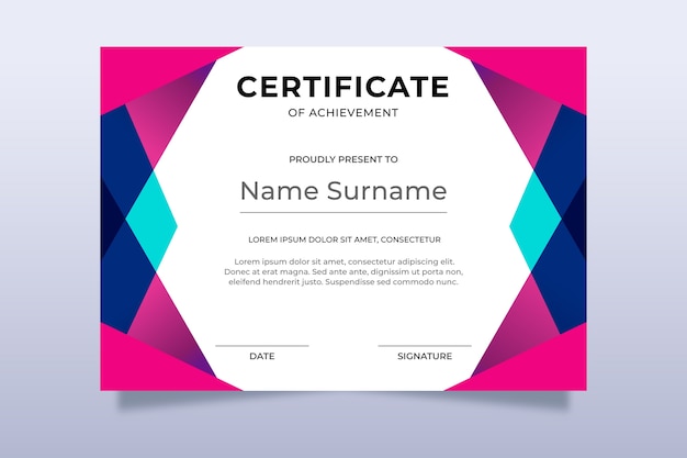 Abstract geometric certificate template