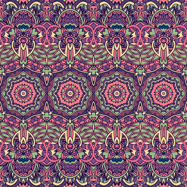 Abstract geometric colorful seamless mandala pattern