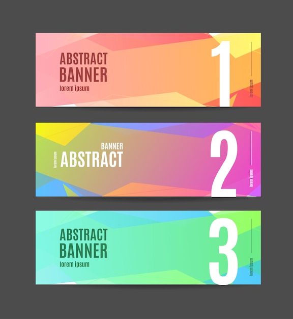 Abstract Geometric Concept Banner Template Layout Horizontal Set with Numbers for Business