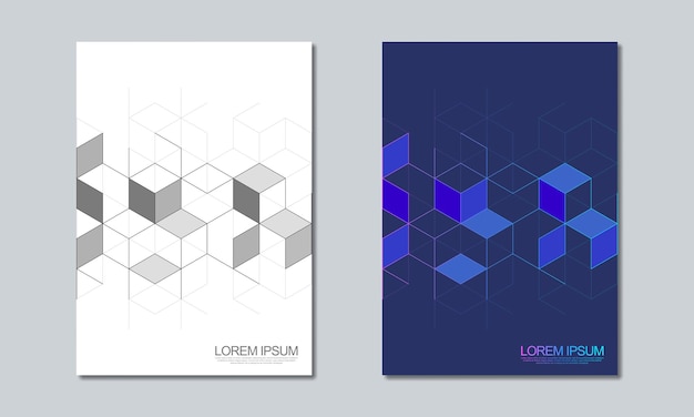 Vector abstract geometric covers and brochures with isometric vector blocks polygon shape pattern