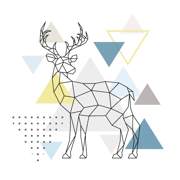 Abstract geometric deer. Side view.