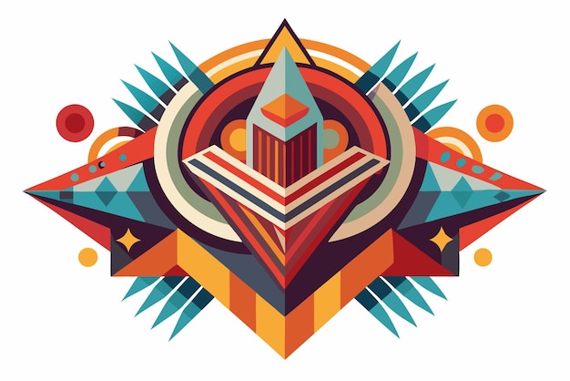 Abstract geometric design with bright colors and bold shapes