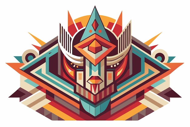 Abstract Geometric Face with Colorful Patterns