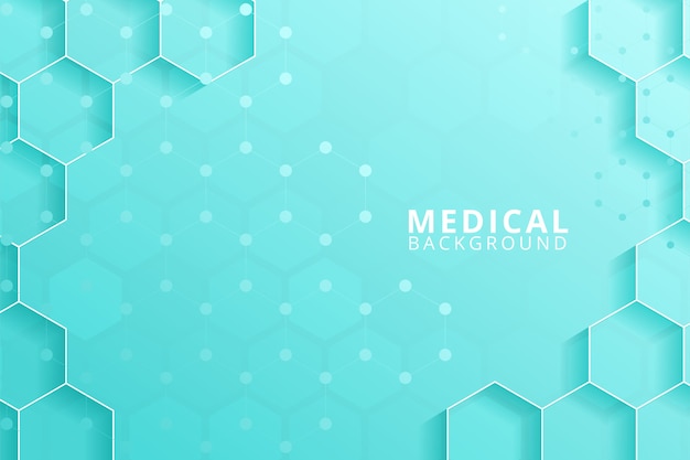 Abstract geometric hexagons shape medicine and science concept background