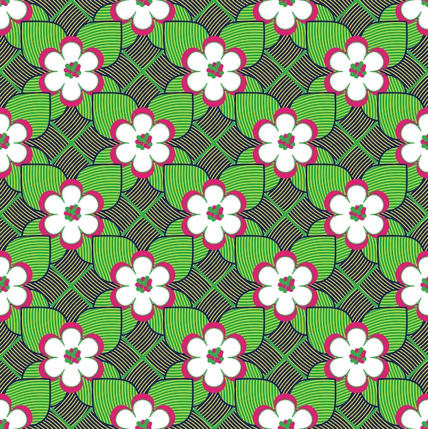 Abstract Geometric Lotus Flowers Leaves Art Deco Style Vector Seamless Pattern Trendy Fashion Colors