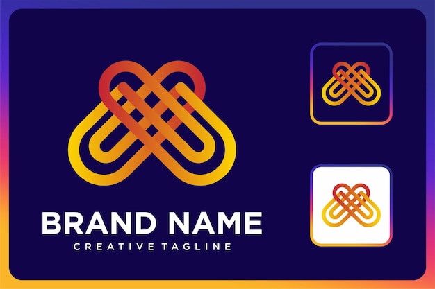 Abstract Geometric Love Paperclip Gradient Colorful Logo