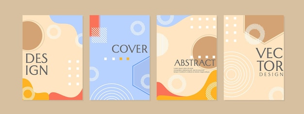 abstract geometric memphis templates set.Universal book cover Designs for Annual Report, journal,