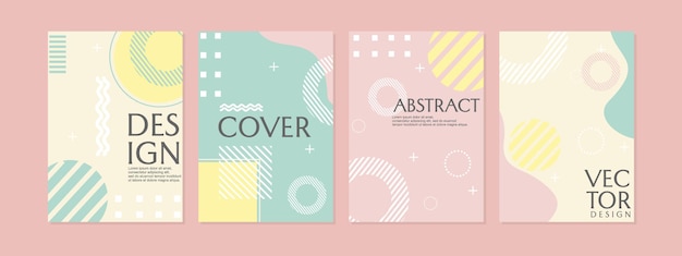 abstract geometric memphis templates set.Universal book cover Designs for Annual Report, journal,