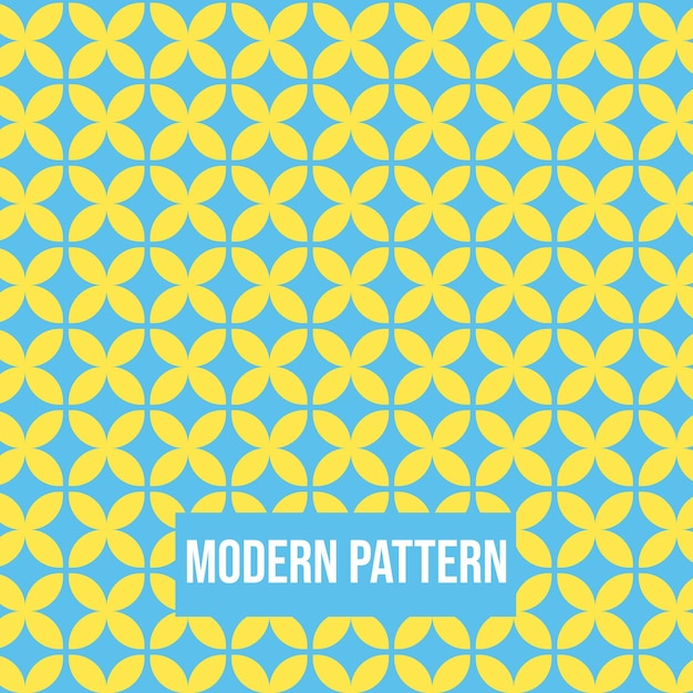 Abstract geometric pattern with flowers pattern seamless vector background. Blue and Yellow