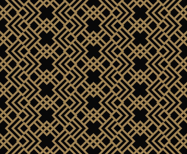 Abstract geometric pattern with lines rhombuses A seamless vector background black and gold texture