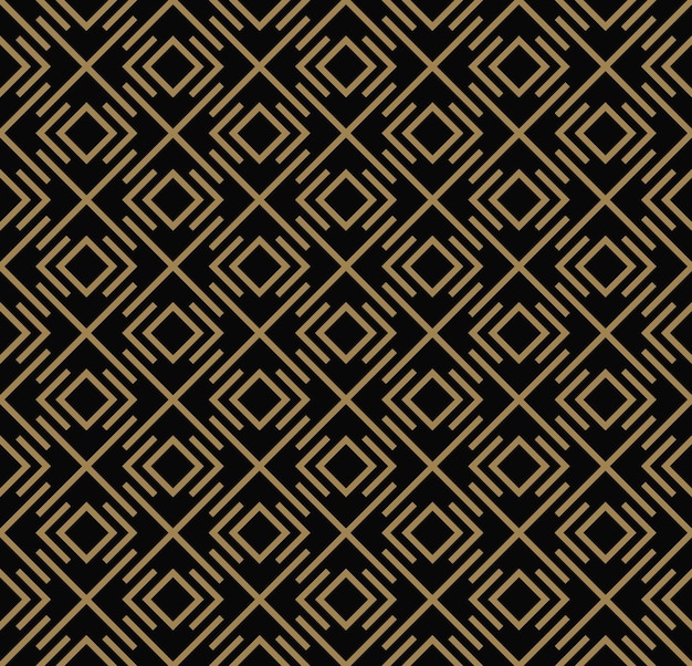 Abstract geometric pattern with lines rhombuses A seamless vector background black and gold texture