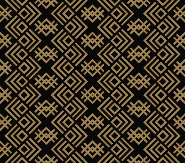 Abstract geometric pattern with lines rhombuses A seamless vector background black and gold texture