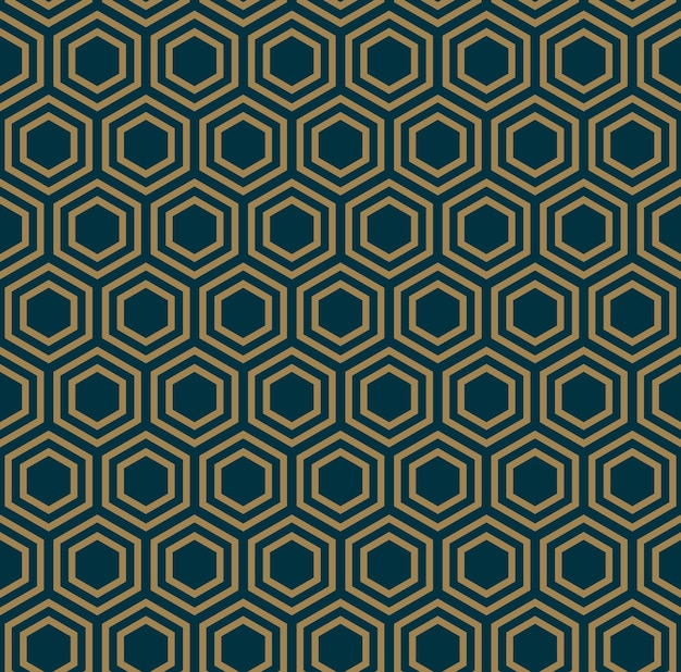 Abstract geometric pattern with lines rhombuses A seamless vector background Blueblack and gold texture