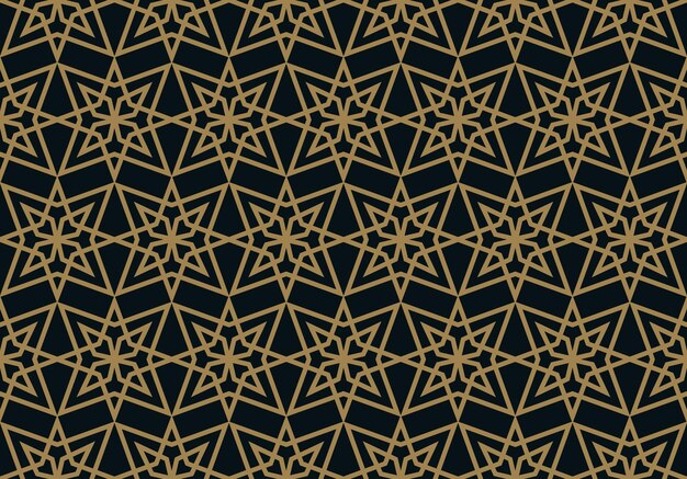 Abstract geometric pattern with lines A seamless vector background Blue black and gold texture