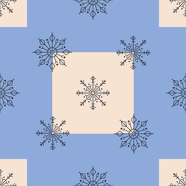 Abstract geometric pattern with snowflakes. Winter seamless background. Xmas modern texture