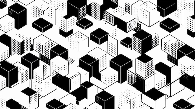 Abstract Geometric Seamless Pattern in Black and White