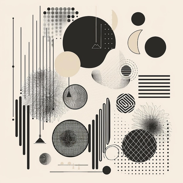 Vector abstract geometric shapes in black and white