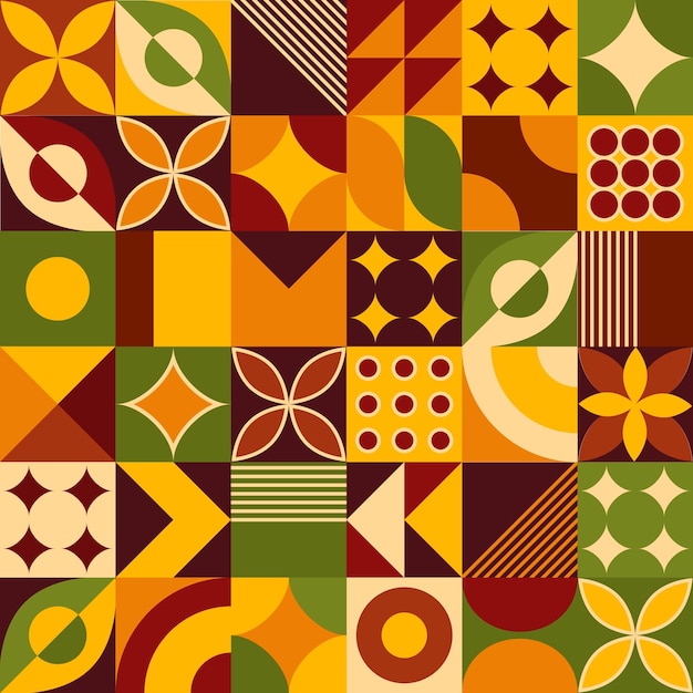 Abstract geometric simple forms shapes in warm colors